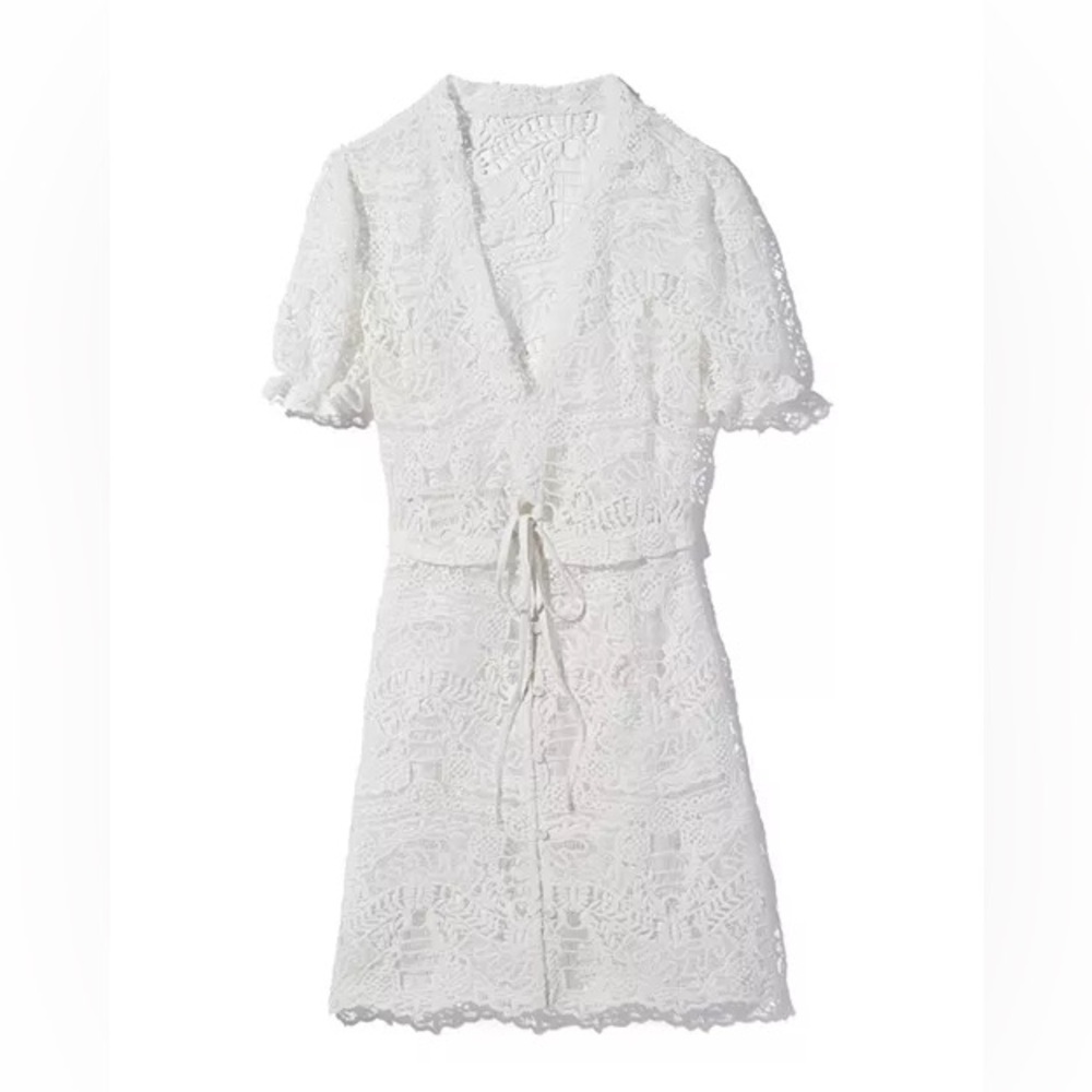 New Capittana Margot Bridal Lace Mini Swim Cover-Up Crochet🤍XS/S Limited Edition - Picture 8 of 16